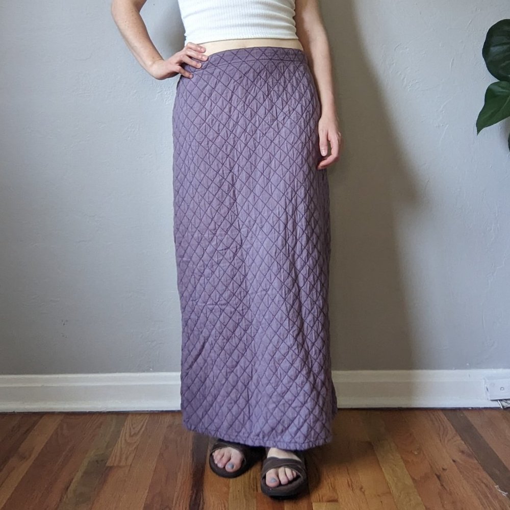 Wild Palms Purple Quilted Maxi Skirt